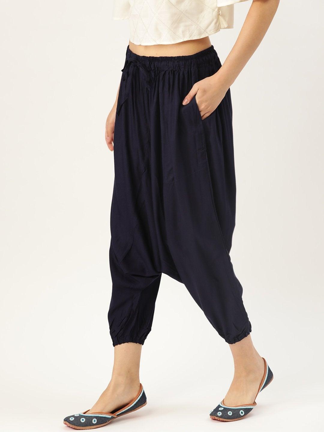 Women's Harem Pants - Navy Blue - InWeave - Indiakreations