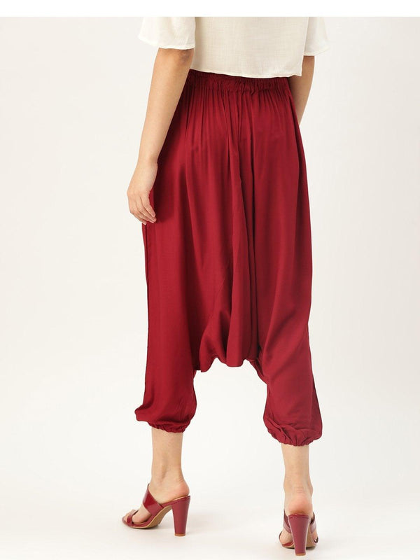 Women's Harem Pants - Maroon - InWeave - Indiakreations