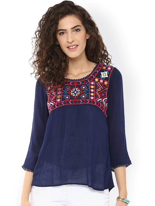 Women's  Navy Top - Wahe-NOOR