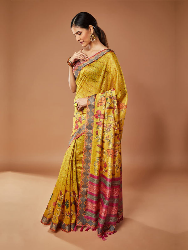 Alluring Gold and Pink Pashmina Saree with Border