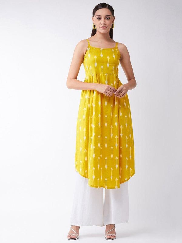 Women's Yellow Arrow Strappy Kurta - InWeave - Indiakreations