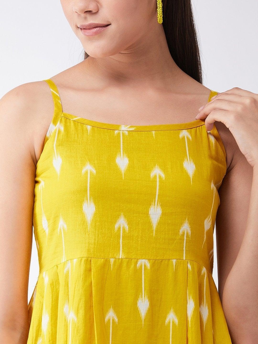 Women's Yellow Arrow Strappy Kurta - InWeave - Indiakreations