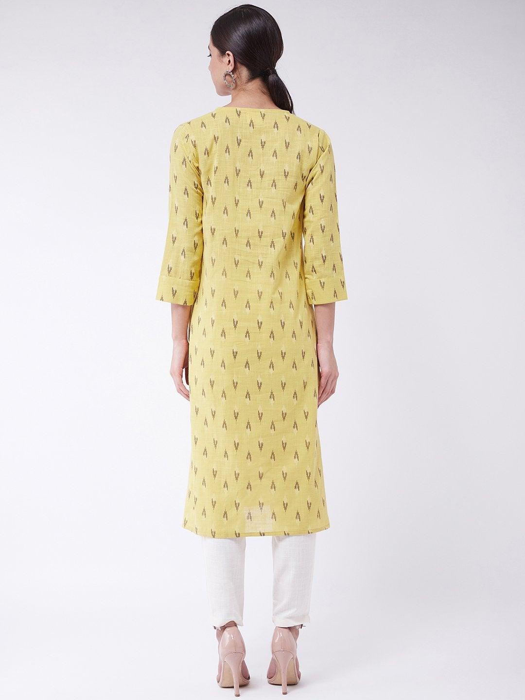 Women's Mustard Ikkat Kurta - InWeave - Indiakreations