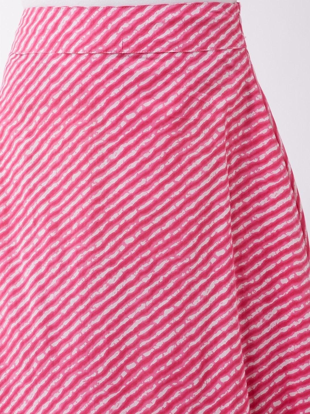 Women's Pink Lahriya Skirt - InWeave - Indiakreations