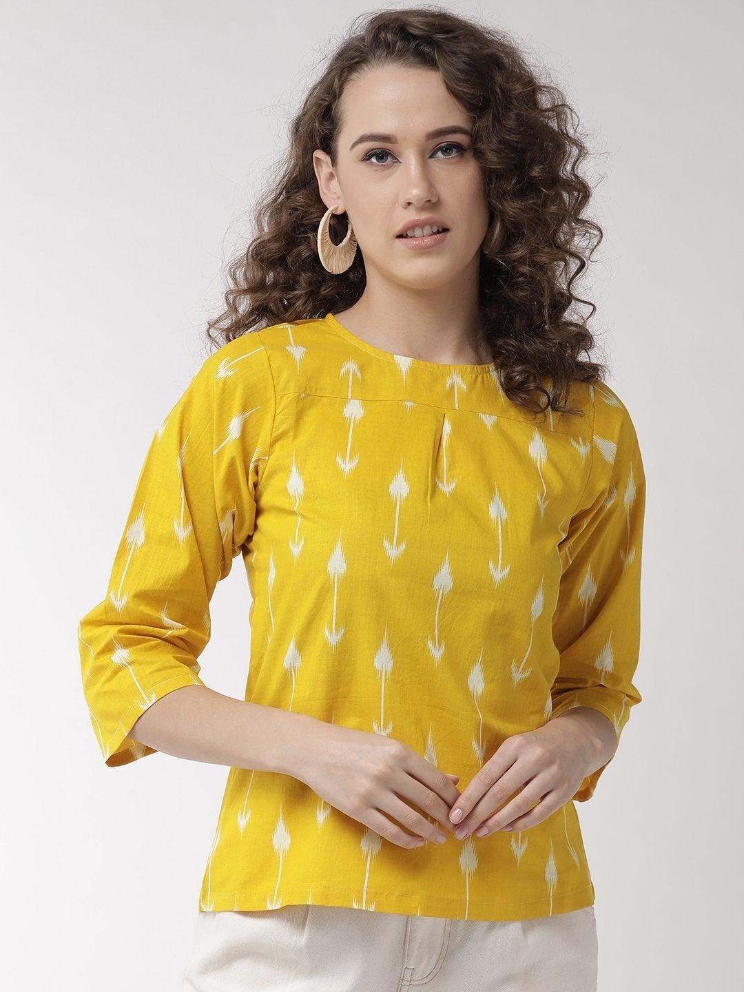 Women's Yellow Arrow Top - InWeave - Indiakreations