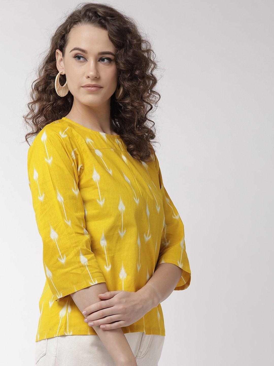 Women's Yellow Arrow Top - InWeave - Indiakreations