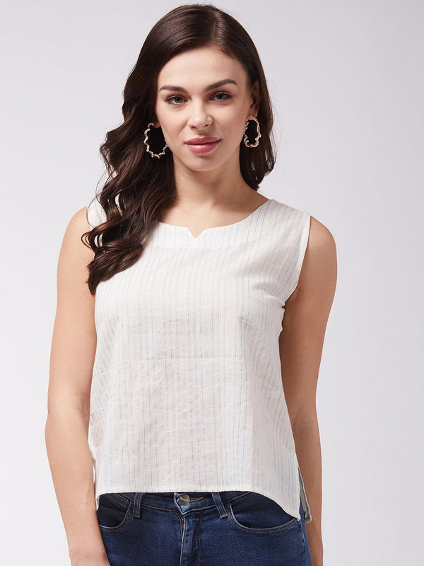 Women's Off White Kantha Sleveless Top - InWeave