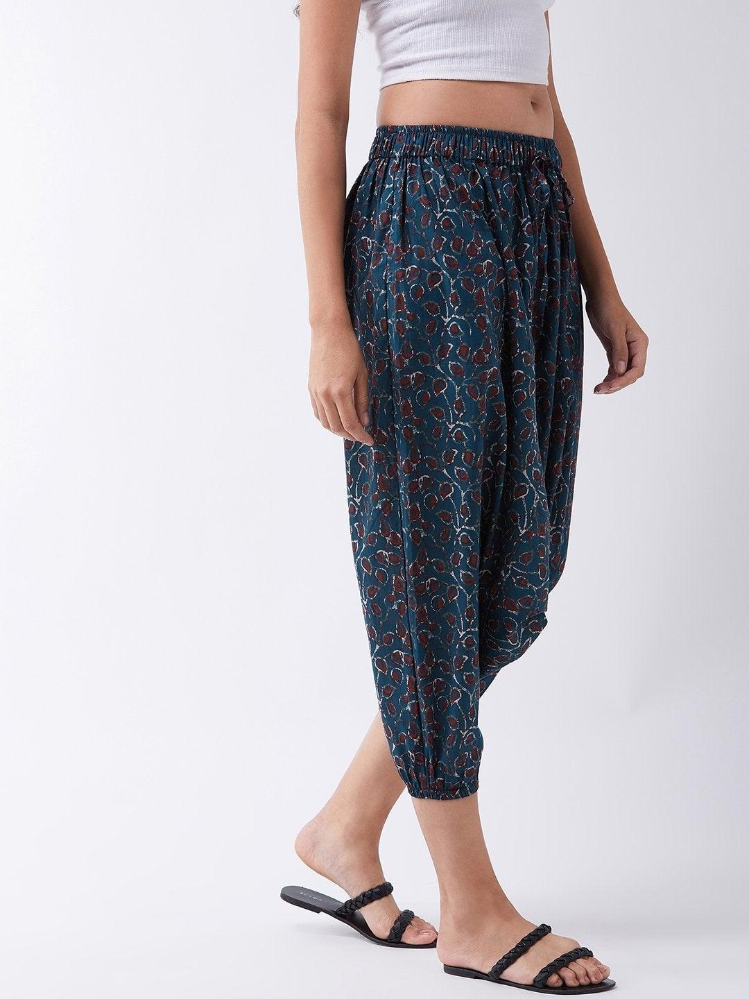 Women's Indigo Jaal Print Harem Pant - InWeave - Indiakreations