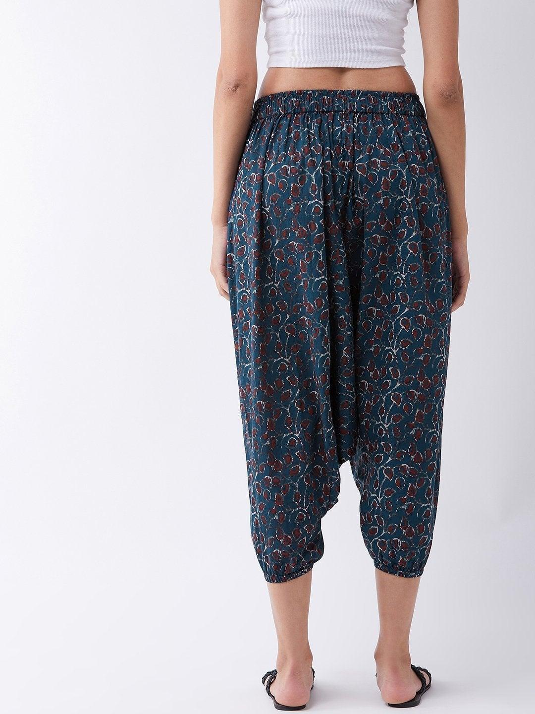 Women's Indigo Jaal Print Harem Pant - InWeave - Indiakreations