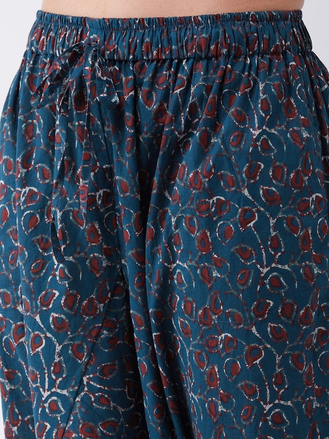 Women's Indigo Jaal Print Harem Pant - InWeave - Indiakreations