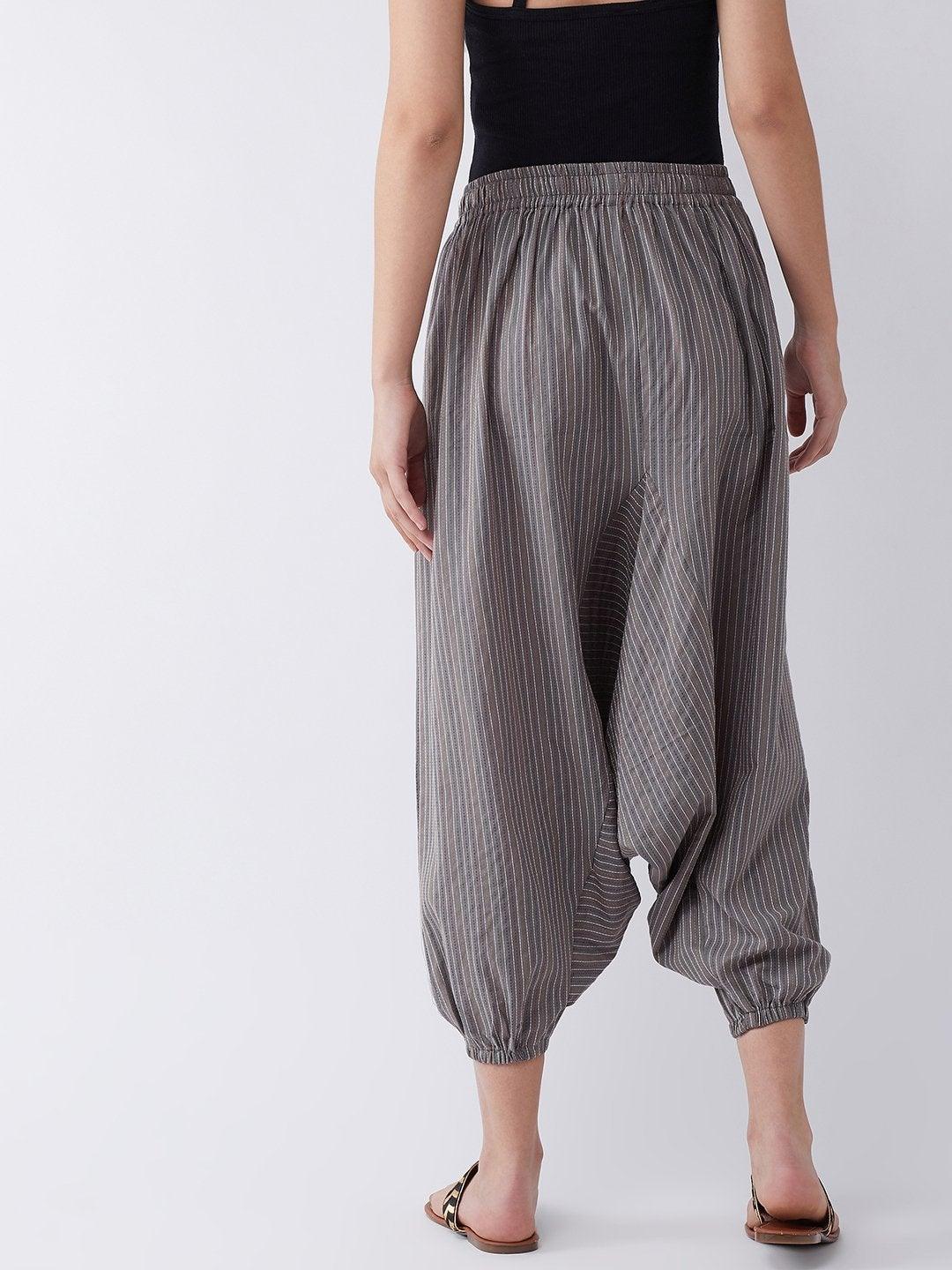 Women's Grey Kantha Harem Pant - InWeave - Indiakreations