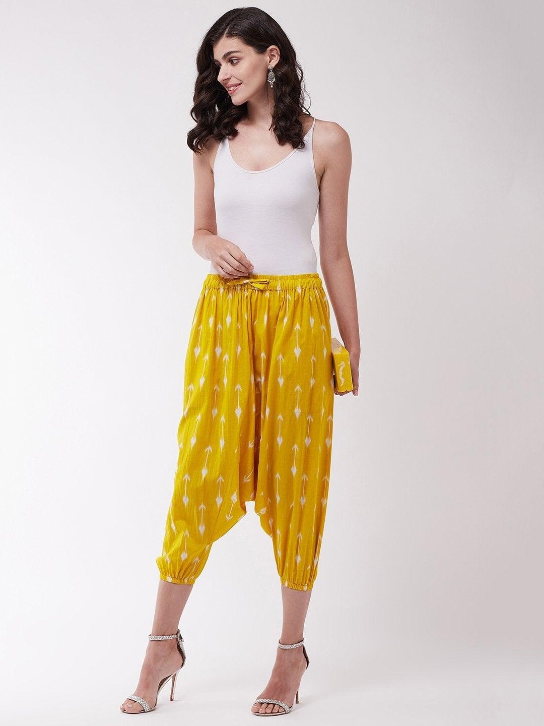 Women's Yellow Arrow Harem Pant - InWeave - Indiakreations