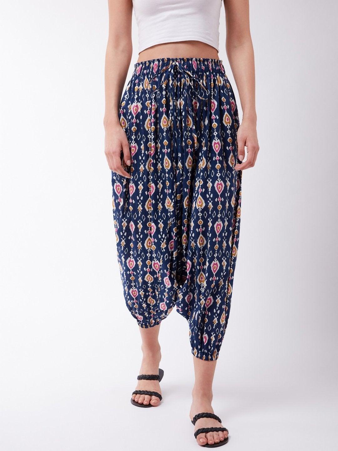 Women's Blue Patola Harem Pants - InWeave - Indiakreations