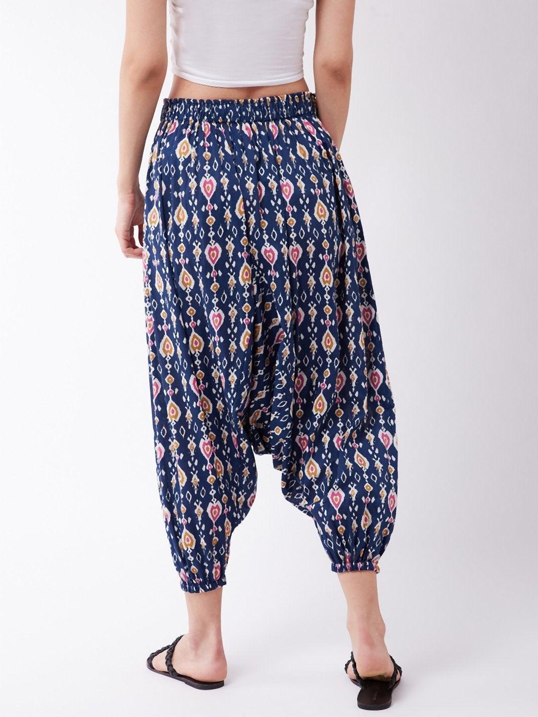 Women's Blue Patola Harem Pants - InWeave - Indiakreations