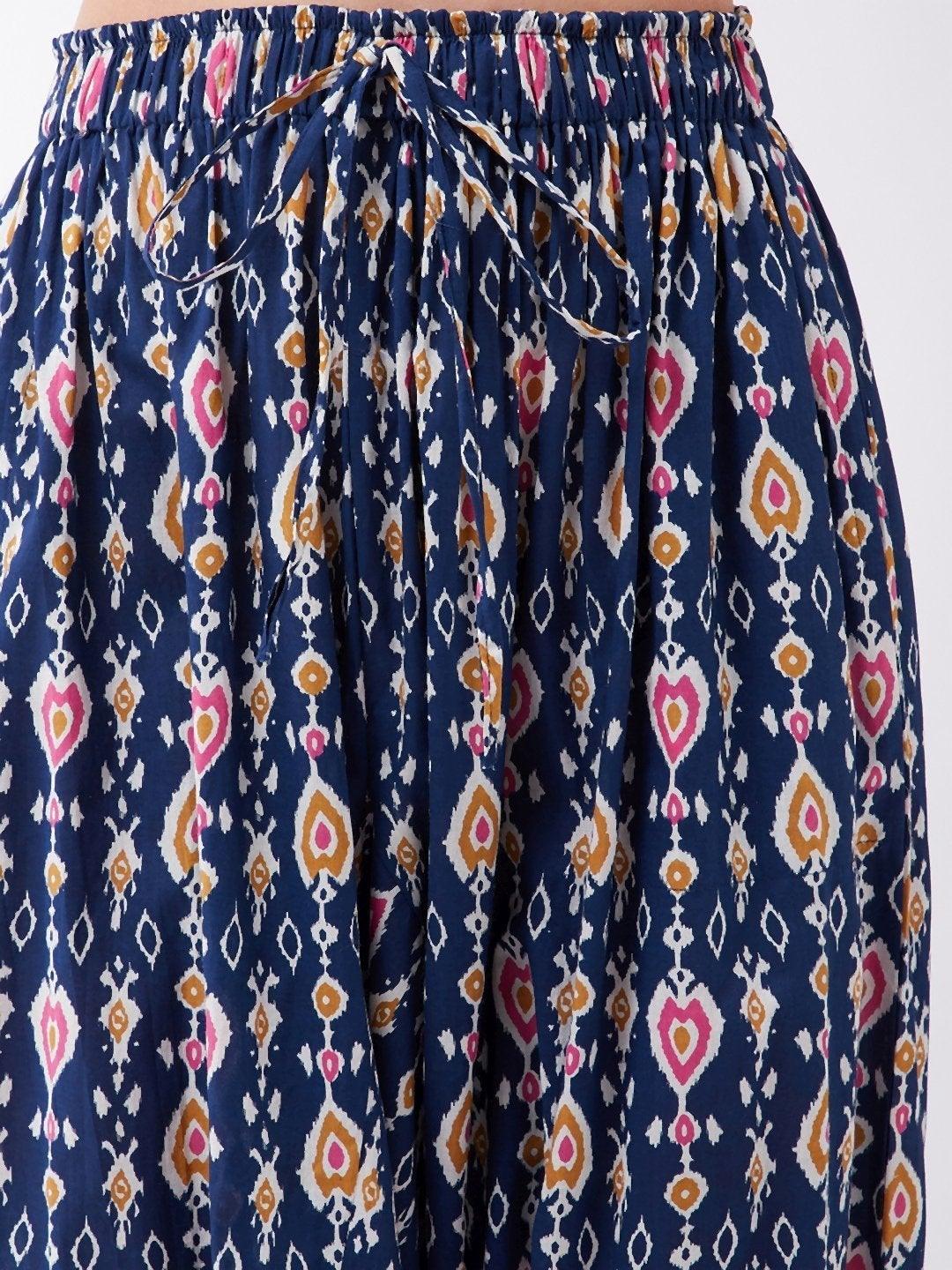 Women's Blue Patola Harem Pants - InWeave - Indiakreations