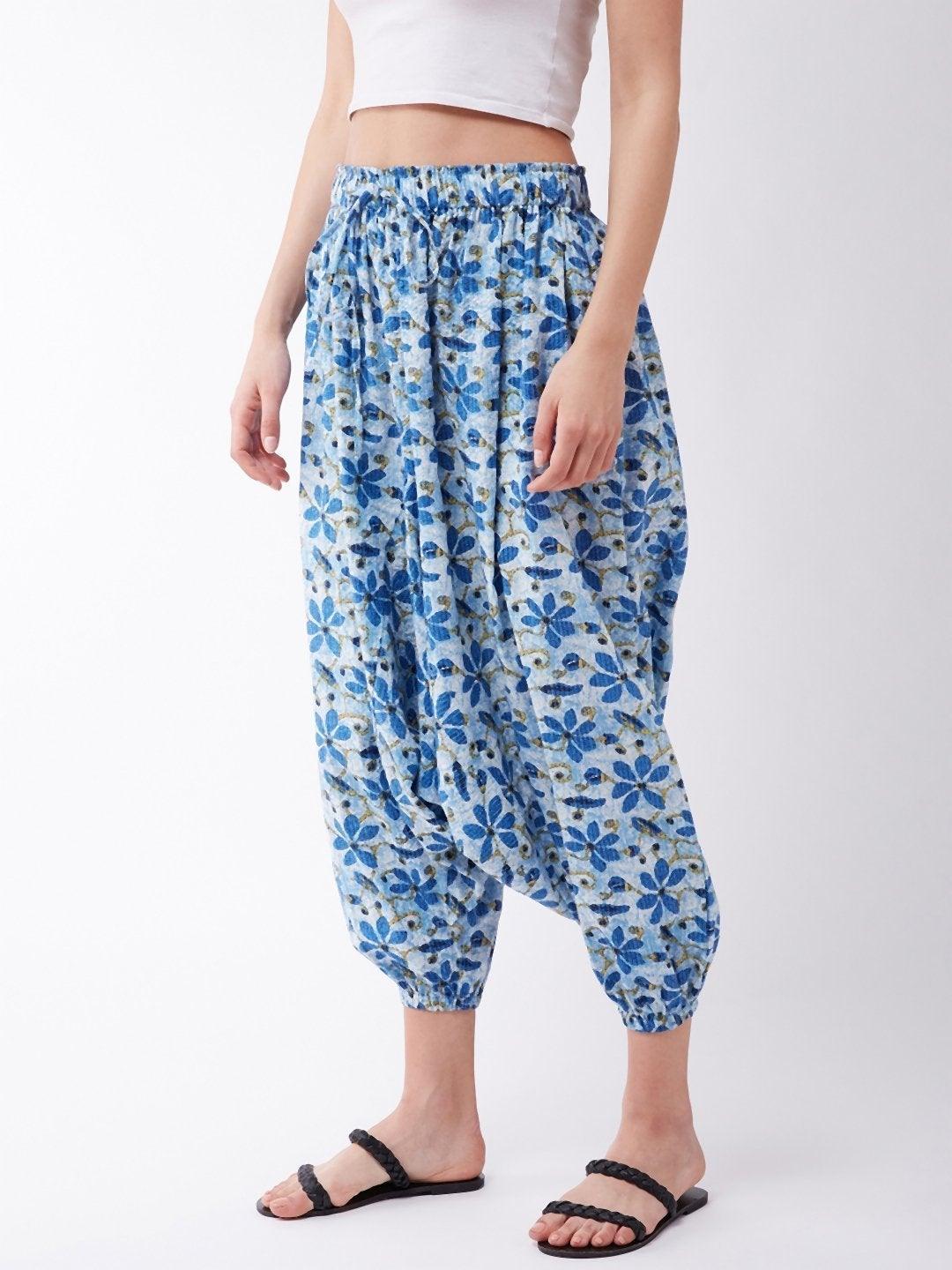 Women's Indigo Kantha Harem Pants - InWeave - Indiakreations