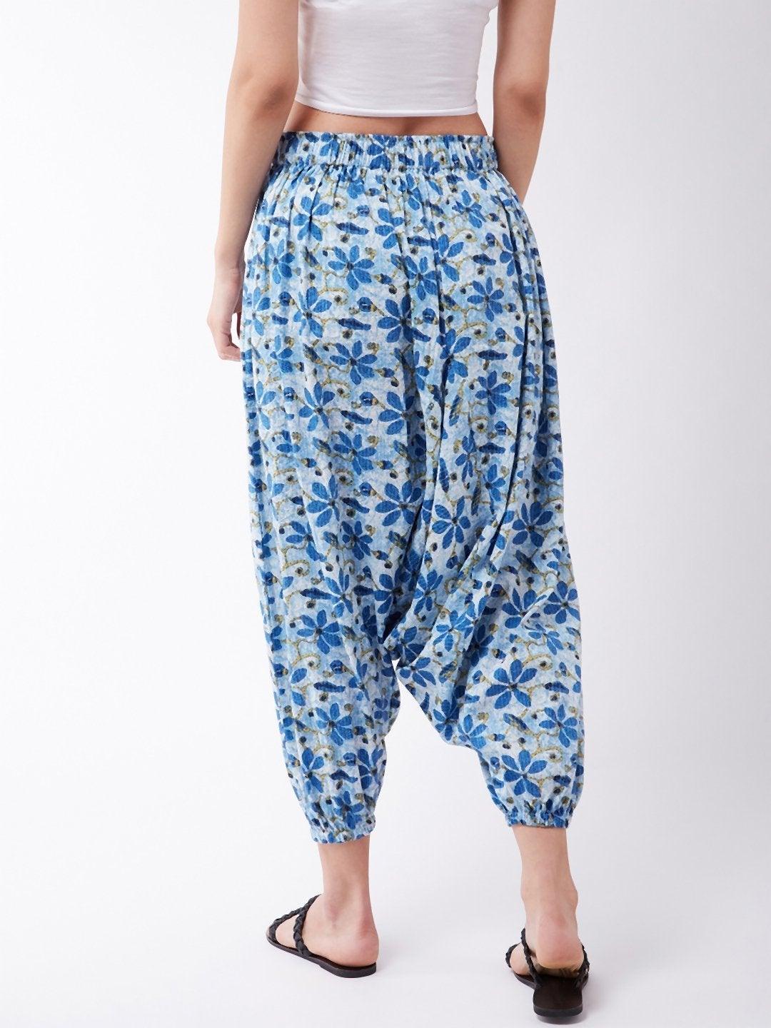 Women's Indigo Kantha Harem Pants - InWeave - Indiakreations