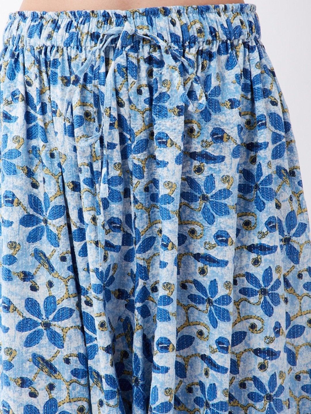 Women's Indigo Kantha Harem Pants - InWeave - Indiakreations