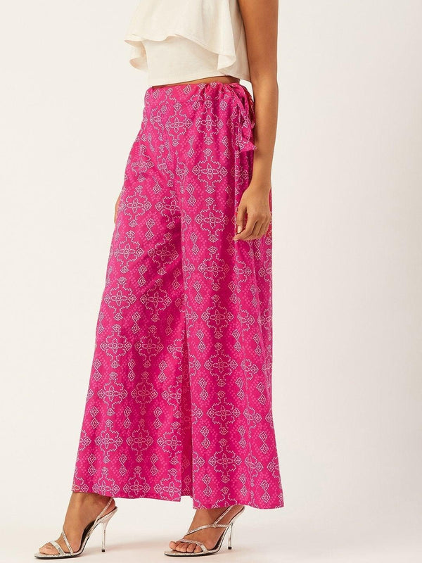 Women's Pink Badhini Palazzos - InWeave - Indiakreations