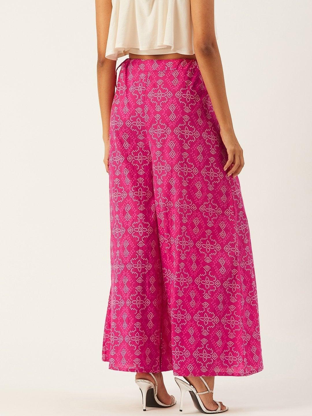 Women's Pink Badhini Palazzos - InWeave - Indiakreations