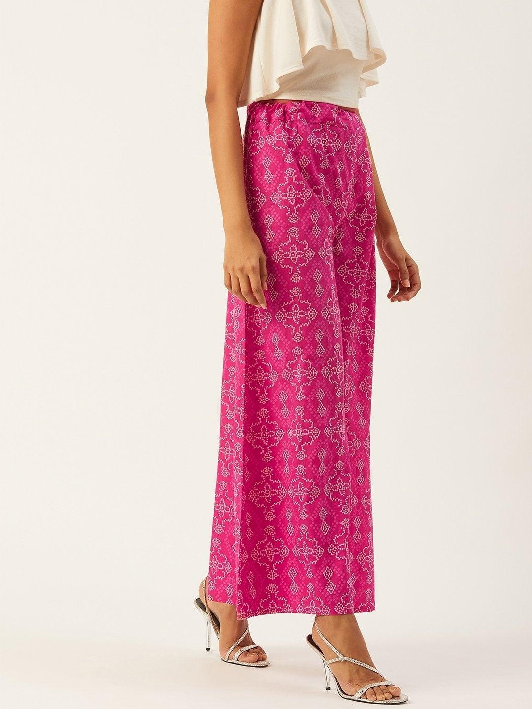 Women's Pink Badhini Palazzos - InWeave - Indiakreations