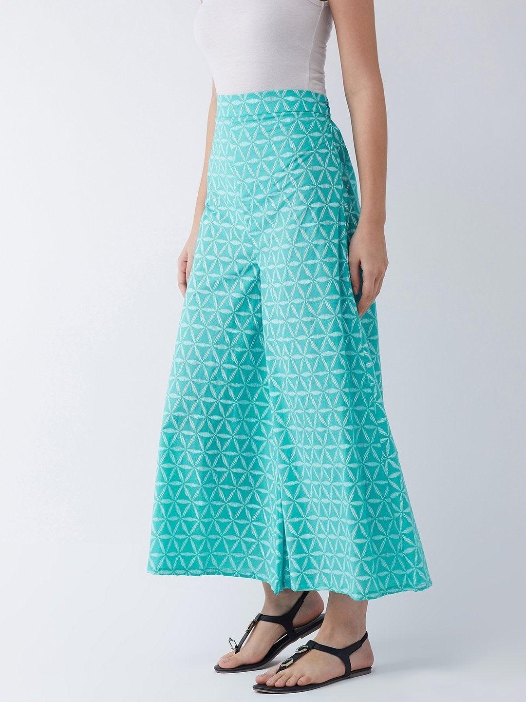 Women's Turquoise Blue Culottes - InWeave - Indiakreations