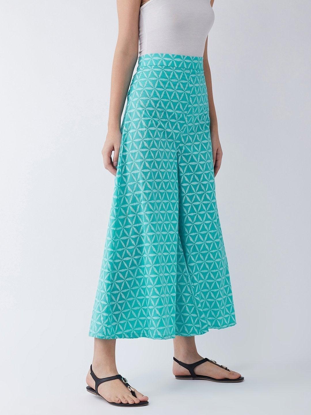 Women's Turquoise Blue Culottes - InWeave - Indiakreations