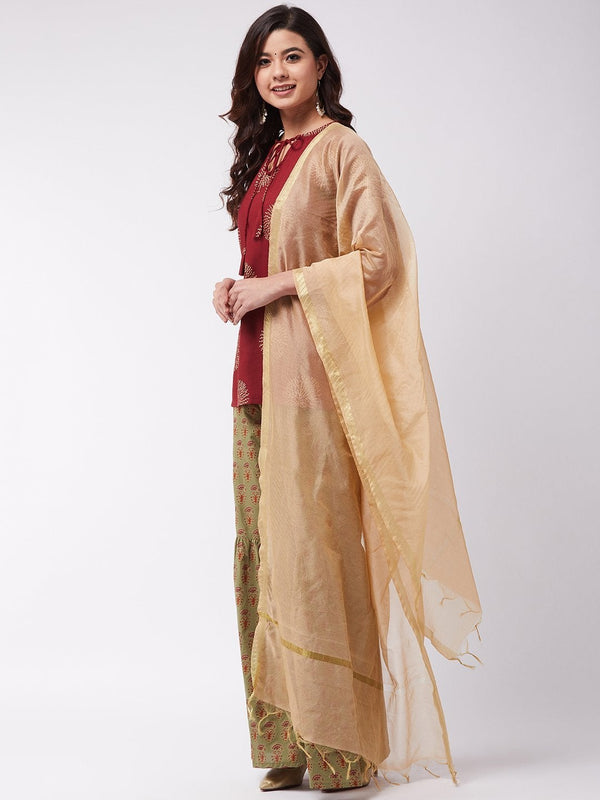 Women's Solid Gold Dupatta - InWeave