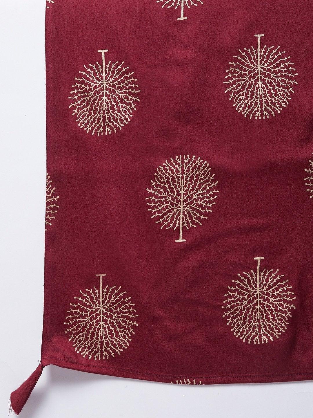 Women's Maroon Gold Work Dupatta - InWeave - Indiakreations