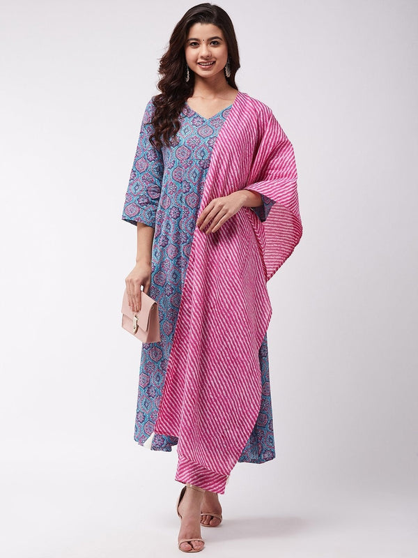 Women's Pink Lahriya Dupatta - InWeave