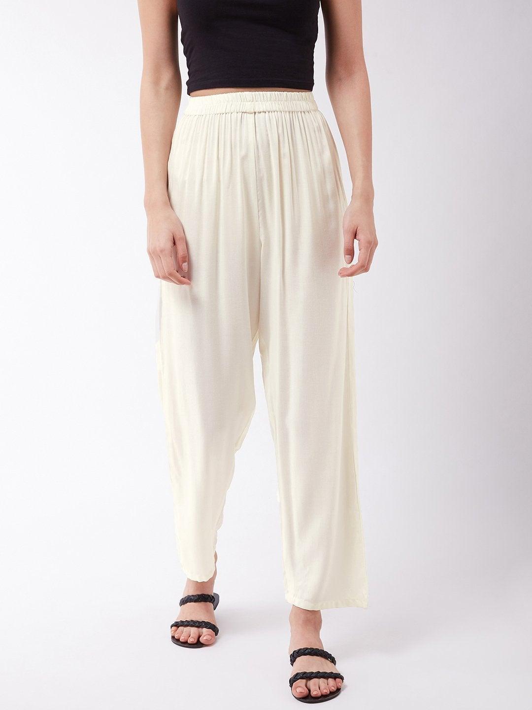 Women's Cream Pant - InWeave - Indiakreations