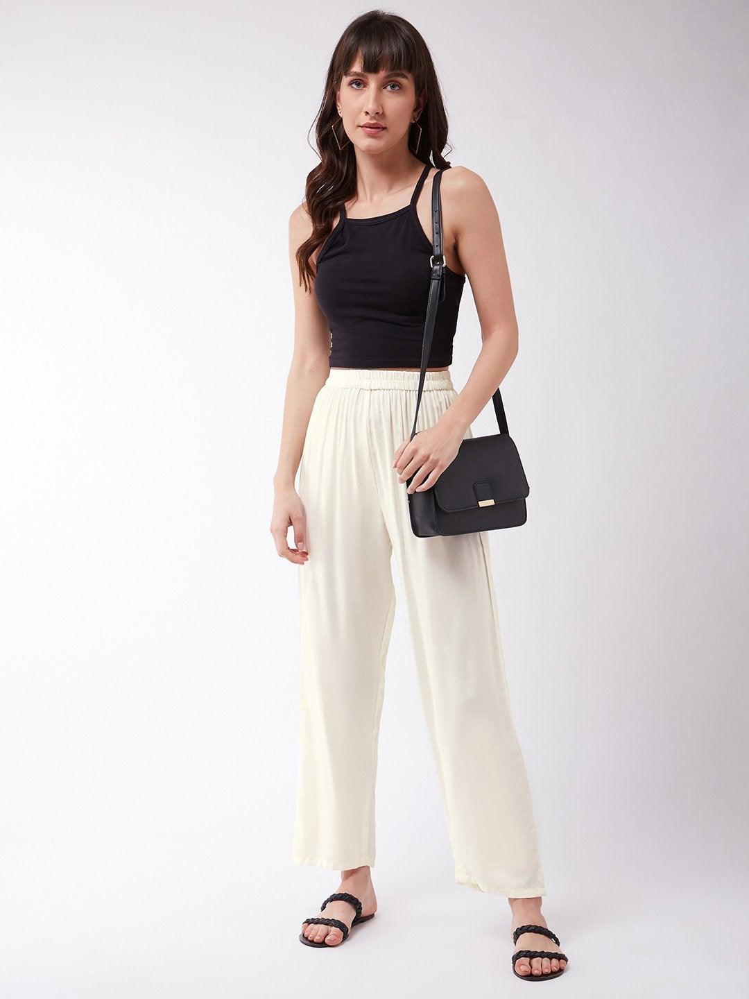 Women's Cream Pant - InWeave - Indiakreations