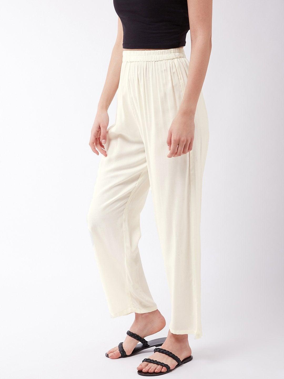 Women's Cream Pant - InWeave - Indiakreations