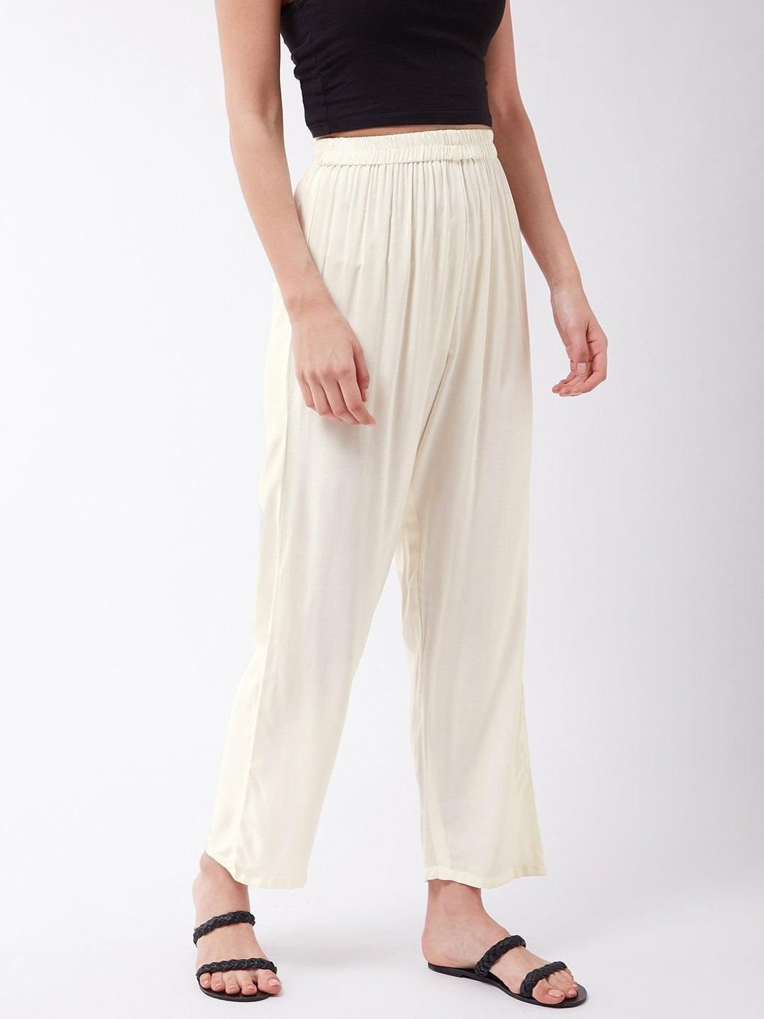 Women's Cream Pant - InWeave - Indiakreations