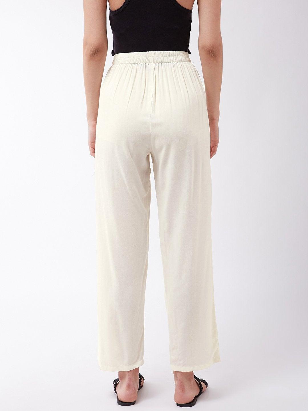 Women's Cream Pant - InWeave - Indiakreations