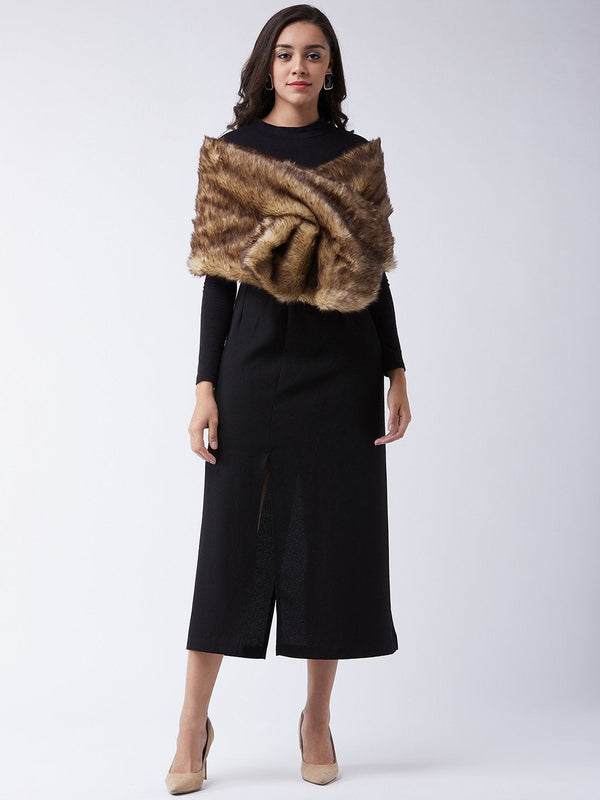 Women's Beige Faux Fur Cape - InWeave