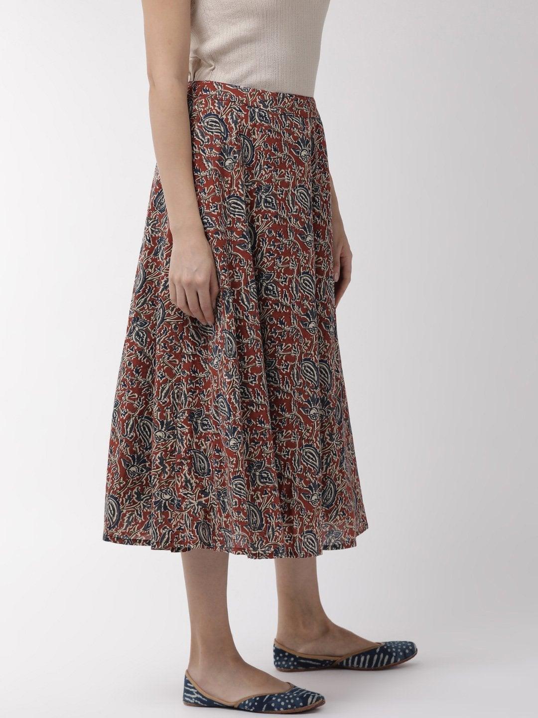 Women's Kalamkari Print Skirt - InWeave - Indiakreations