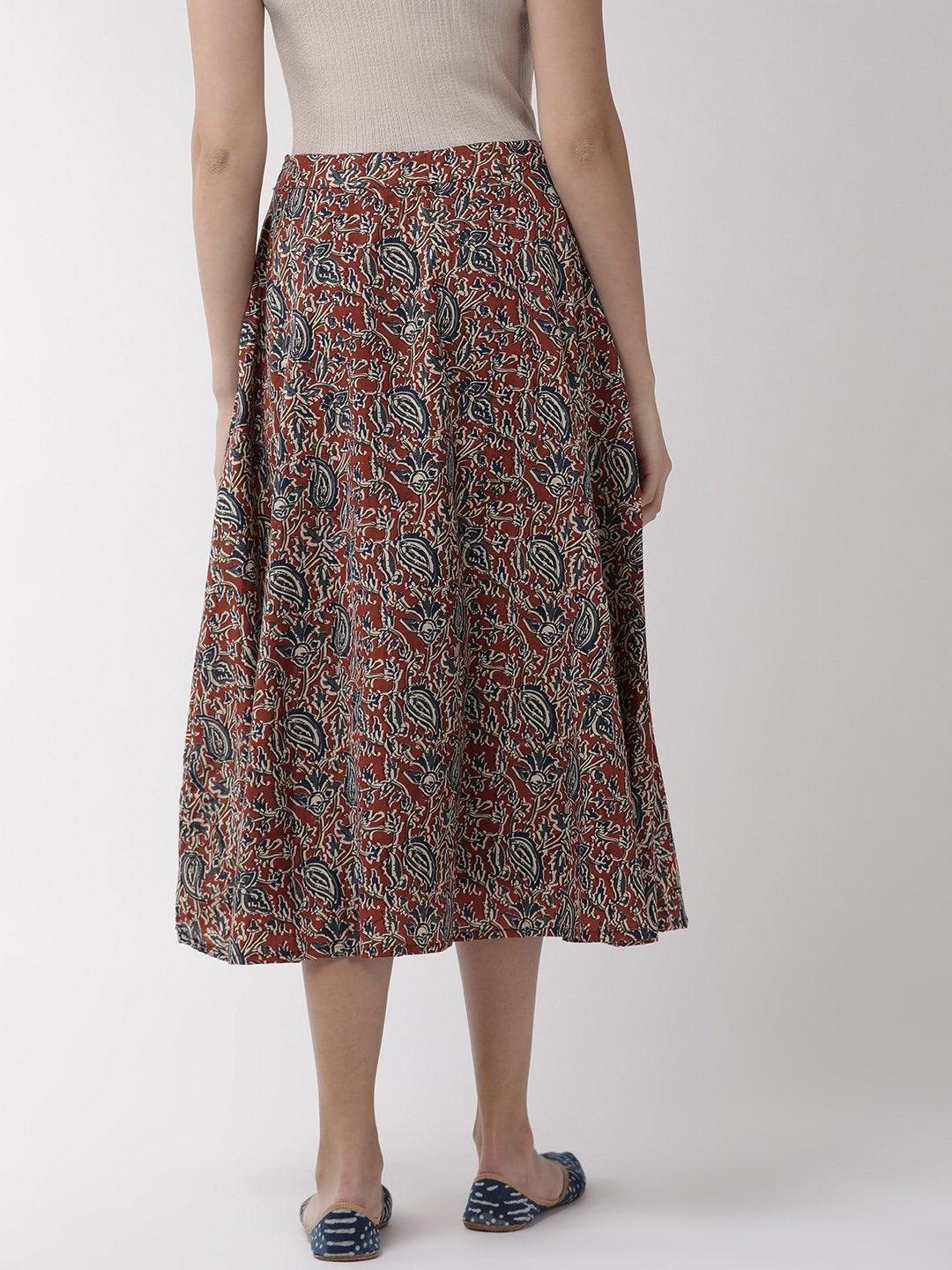 Women's Kalamkari Print Skirt - InWeave - Indiakreations