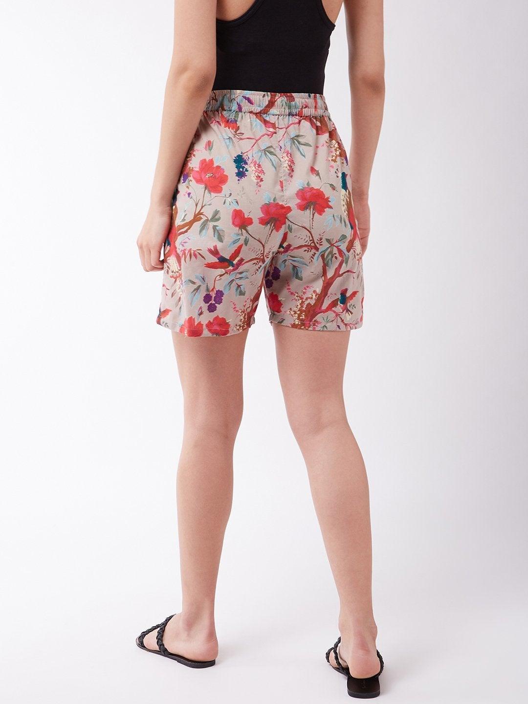 Women's Bird Print Shorts - InWeave - Indiakreations