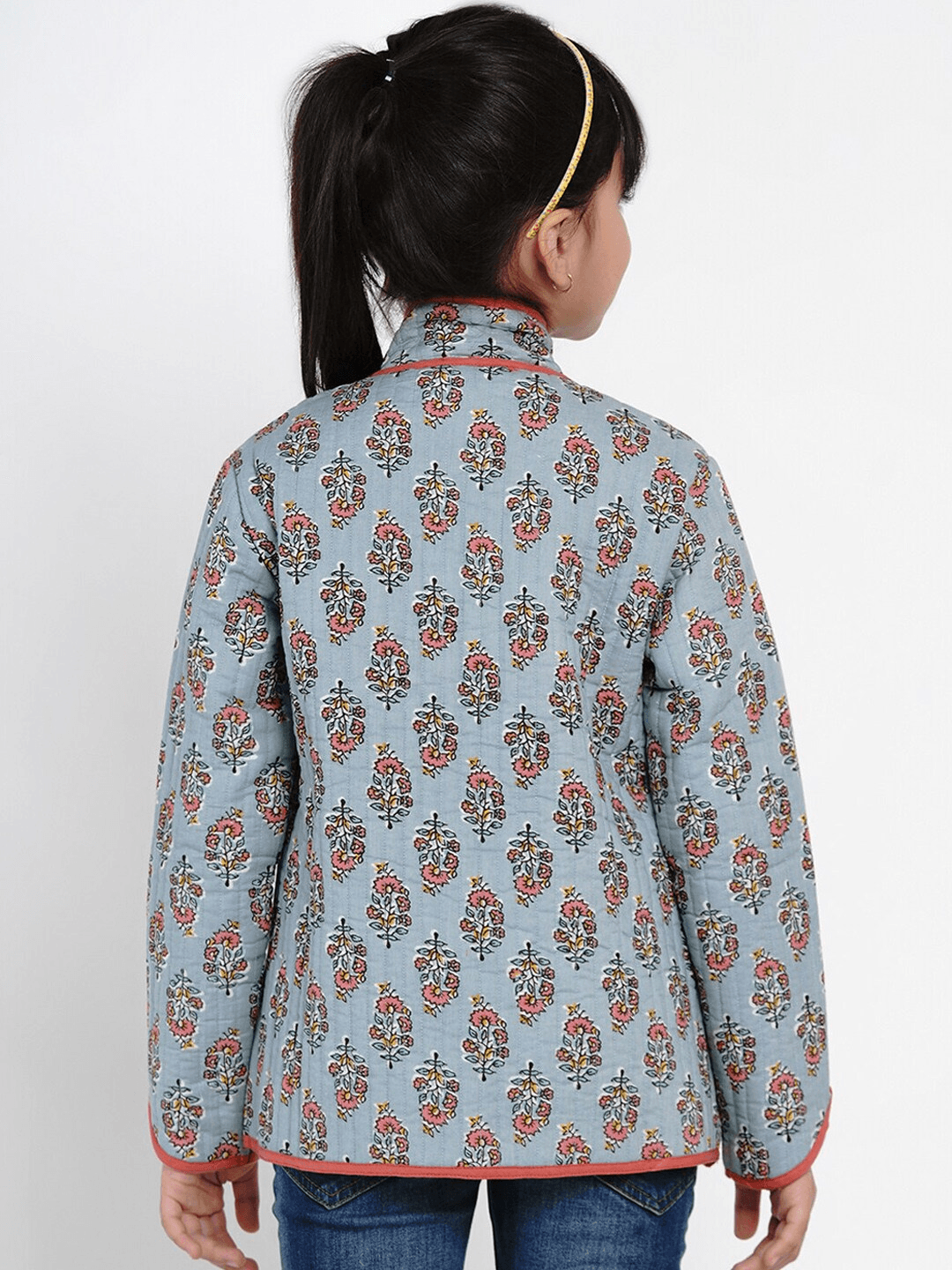 Girl's Grey Printed Tailored Jacket Top - NOZ2TOZ KIDS - Indiakreations