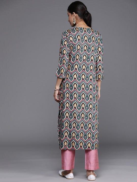 KSUT Women Black & Cream-Coloured Printed Kurta - Indiakreations