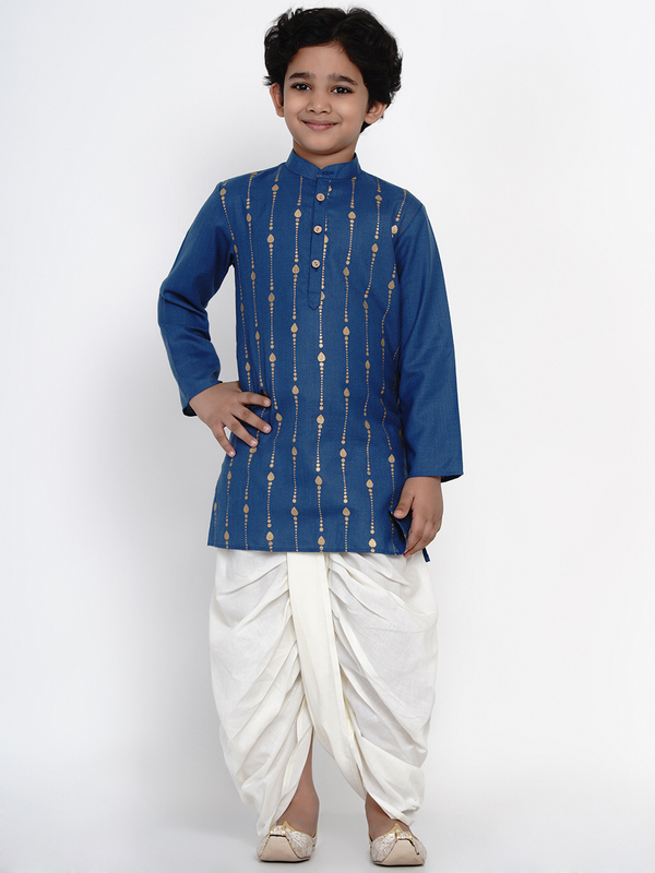 Boy's Blue & Offwhite Dhoti Kurta Set for Boys - NOZ2TOZ KIDS