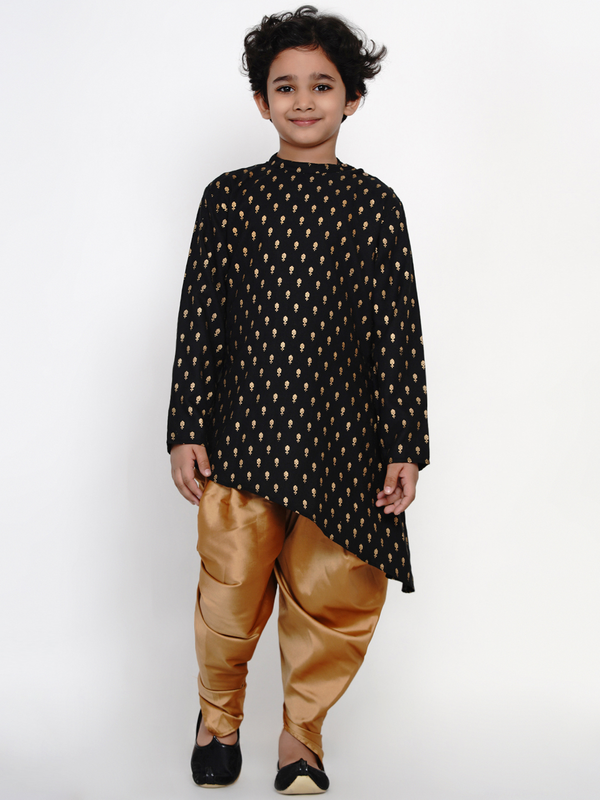 Boy's Black & Golden Dhoti Kurta Set for Boys - NOZ2TOZ KIDS