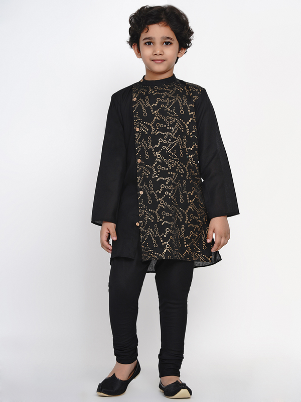 Boy's Black  Kurta Pyjama Set for Boys - NOZ2TOZ KIDS