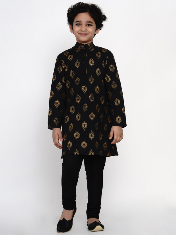 Boy's Black Kurta Pyjama Set for Boys - NOZ2TOZ KIDS