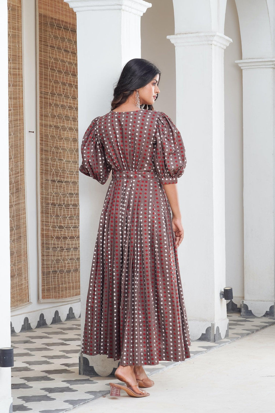 Grey Polka Wrap Maxi - Indiakreations