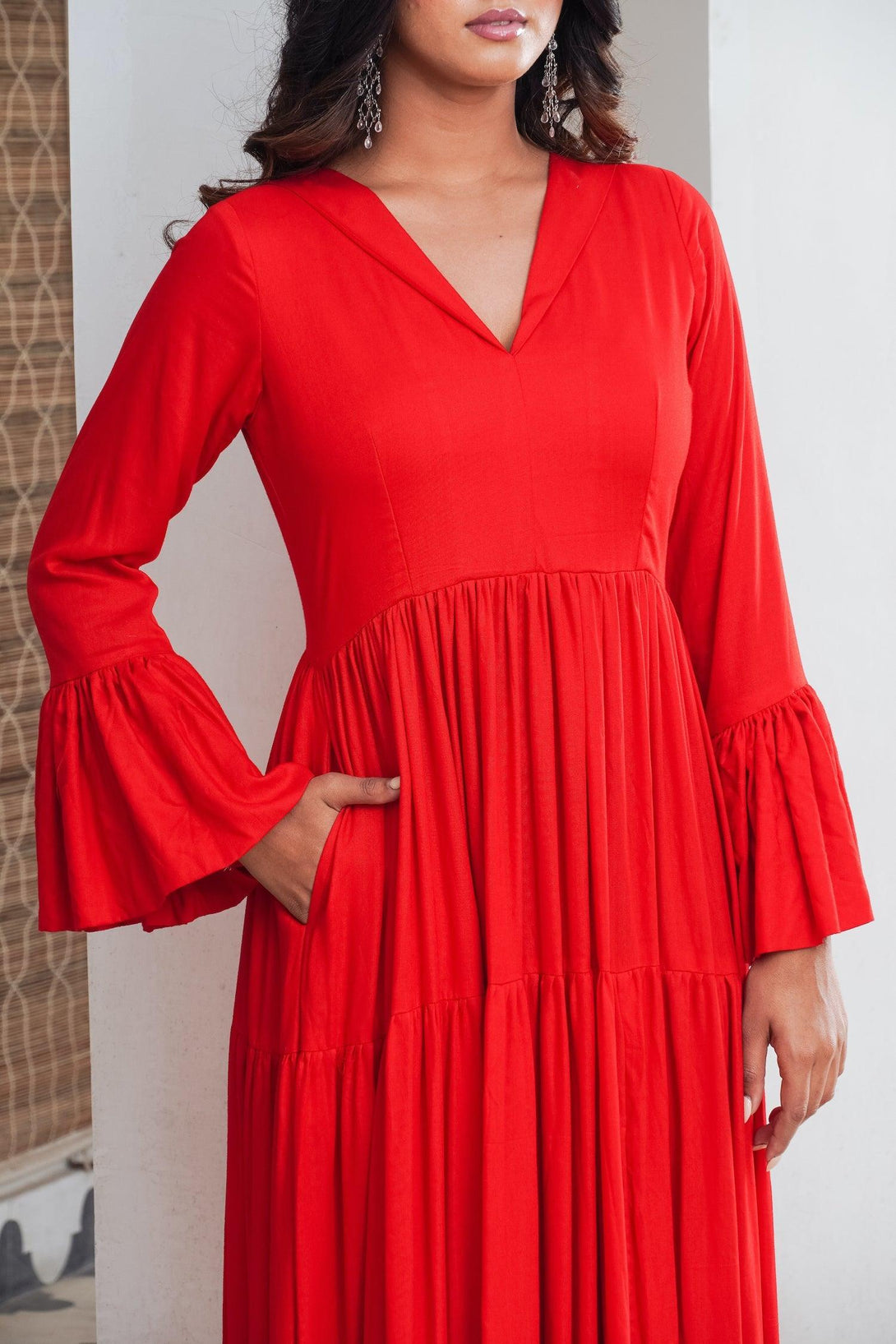 Red frill Tier Maxi - Indiakreations