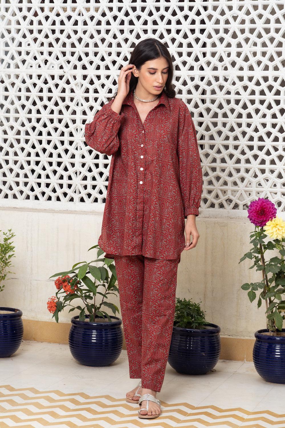 Red Co-ord Set Of 2 - Indiakreations