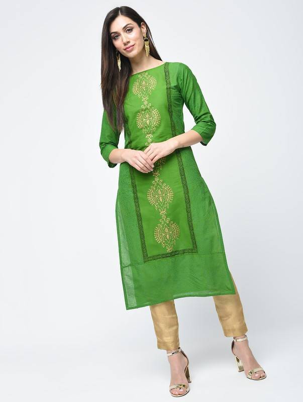 Women's Block Printed Straight Kurta - Aniyah