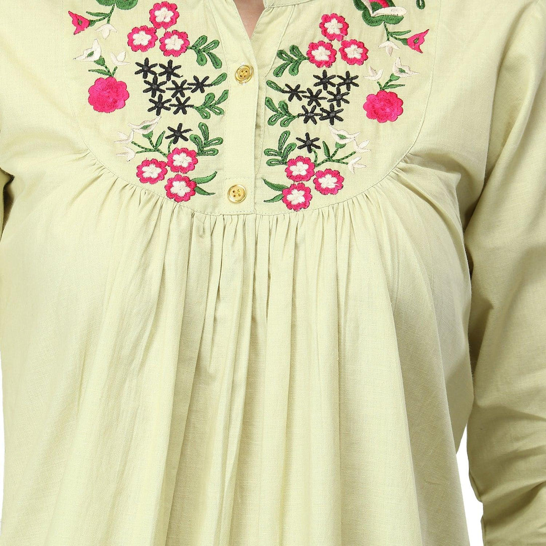 Women Pista Floral Embroidered Top - NOZ2TOZ - Indiakreations